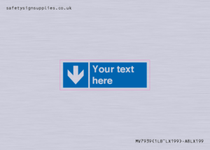 Custom Mandatory directional sign, blue arrow down